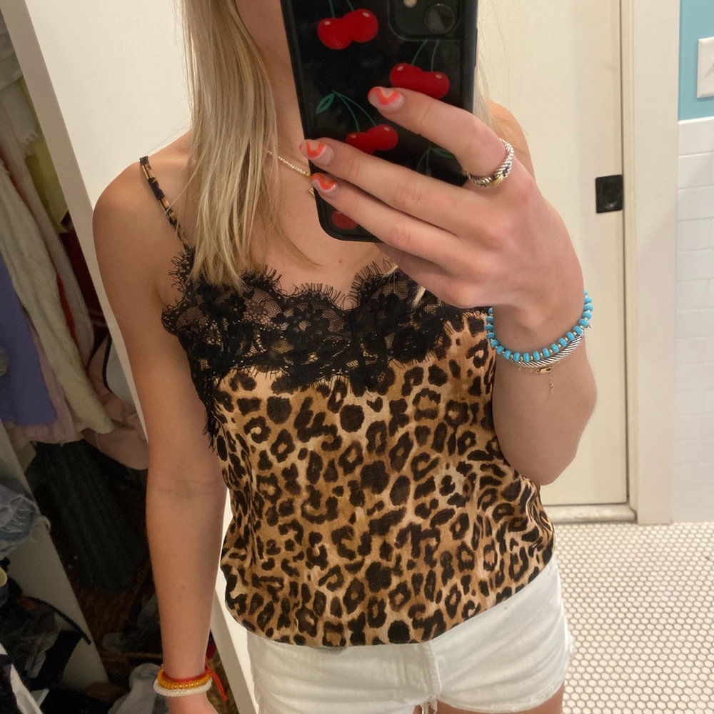 Zara leopard print lace cami (small)